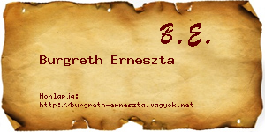 Burgreth Erneszta névjegykártya
